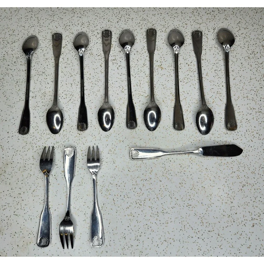 Rogers Stainless Antique Shell Stanley Roberts 18/0 Flatware Silverware 13 Pcs